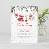 Santa Baby Christmas Girl Kleding Baby shower Kaart (Staand voorkant)