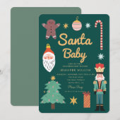 Santa Baby Christmas Holiday Baby shower Kaart (Voorkant / Achterkant)