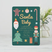 Santa Baby Christmas Holiday Baby shower Kaart (Staand voorkant)