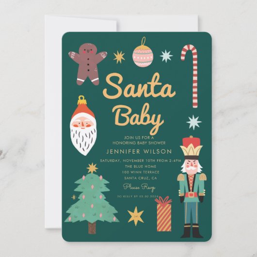 Santa Baby Christmas Holiday Baby shower Kaart (Voorkant)