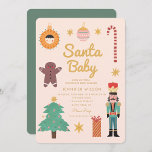 Santa Baby Christmas Holiday Baby shower Kaart<br><div class="desc">Kerstvakantie Vrolijk klein Baby shower Uitnodiging</div>