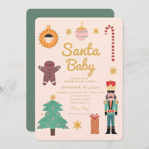 Santa Baby Christmas Holiday Baby shower Kaart