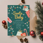 Santa Baby Christmas Holiday Baby shower Kaart<br><div class="desc">Kerstvakantie Vrolijk klein Baby shower Uitnodiging</div>