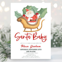 Santa Baby Christmas Holly Santa Claus Baby shower