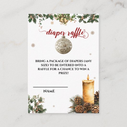 Santa Baby Christmas Luier Raffle Baby shower Informatiekaartje (Voorkant)