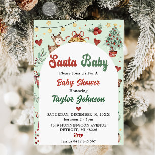 Santa Baby Christmas Rendier Baby shower Party Kaart