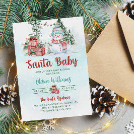 Santa Baby Christmas Snowman Baby shower Kaart