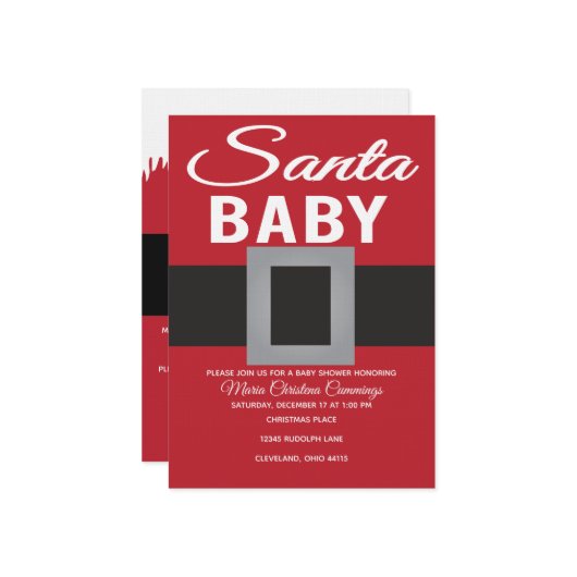 Santa Baby Christmas Time Baby Shower Kaart (Voorkant / Achterkant in situ)