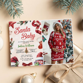Santa Baby Christmas Winter Baby shower Foto Kaart
