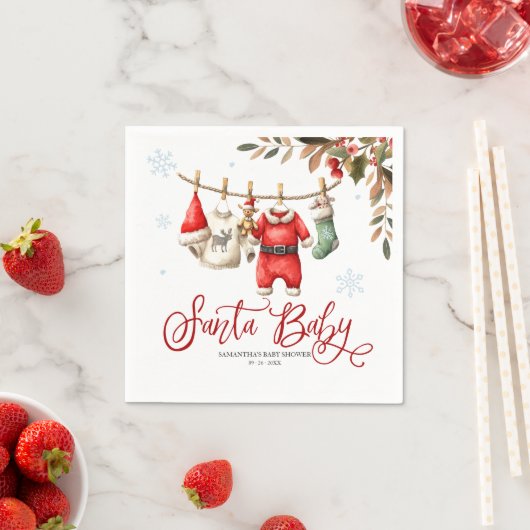 Santa Baby Christmas Winter Baby Shower Napkins Servet (Insitu)