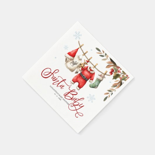Santa Baby Christmas Winter Baby Shower Napkins Servet (Hoek)