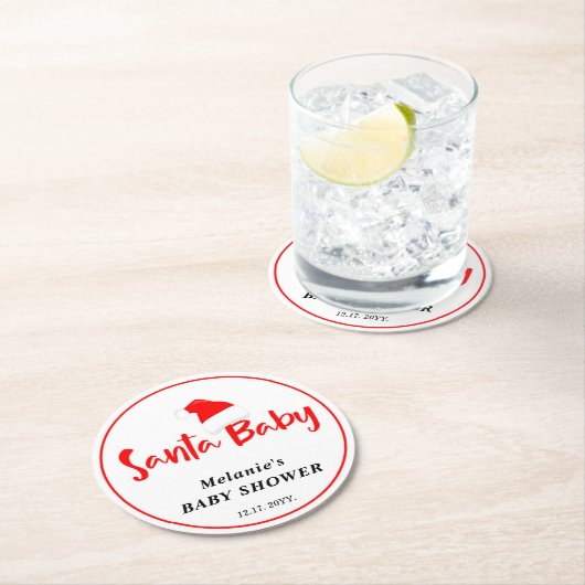Santa Baby Christmas Winter Baby Shower  Ronde Kartonnen Onderzetter (Insitu)