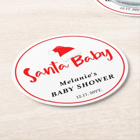 Santa Baby Christmas Winter Baby Shower  Ronde Kartonnen Onderzetter (Gebogen)