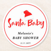 Santa Baby Christmas Winter Baby Shower  Ronde Kartonnen Onderzetter (Voorkant)