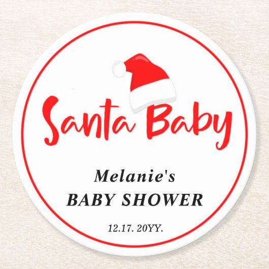 Santa Baby Christmas Winter Baby Shower  Ronde Kartonnen Onderzetter (Voorkant)