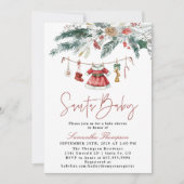 Santa Baby Christmas Winter Girl Baby Shower Kaart (Voorkant)