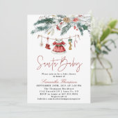 Santa Baby Christmas Winter Girl Baby Shower Kaart (Staand voorkant)