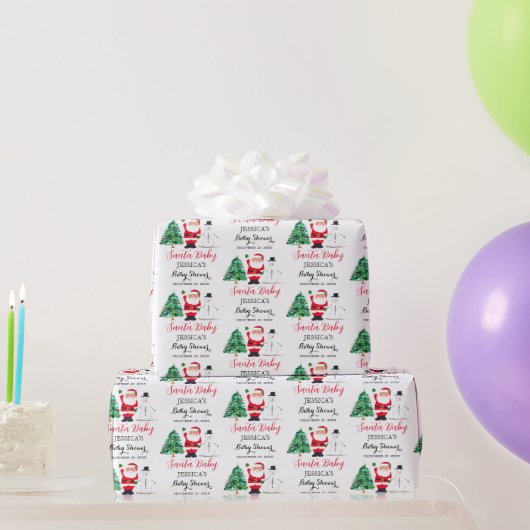 Santa Baby Christmas Winter Rode Baby shower Cadeaupapier (Feestgeschenken)