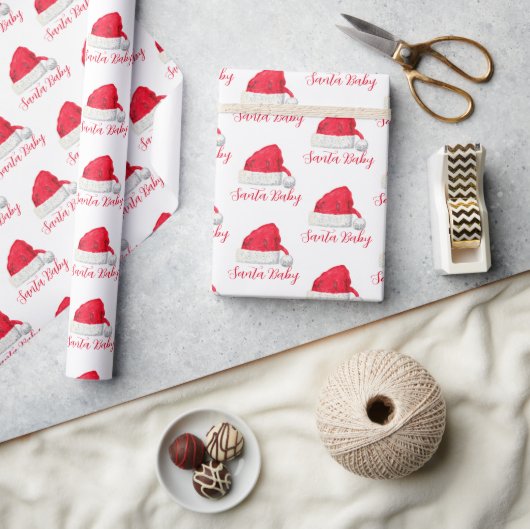Santa Baby Christmas Winter Rode Baby shower Cadeaupapier (Crafts)