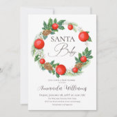 Santa Baby Christmas Wreath Baby shower Kaart (Voorkant)