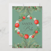 Santa Baby Christmas Wreath Baby shower Kaart (Achterkant)