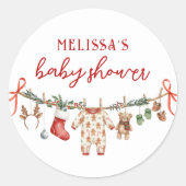 Santa Baby Clothesline Baby Shower Stickers (Voorkant)