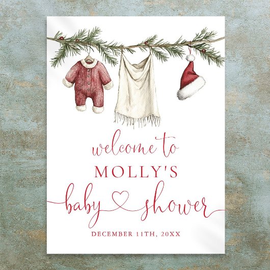 Santa Baby Clothesline Baby shower Welkomstbord Poster