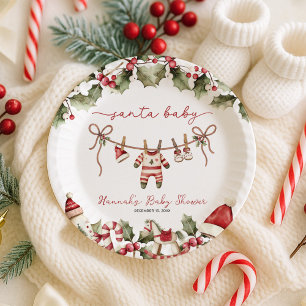 Santa Baby Clothesline Christmas Baby shower Papieren Bordje