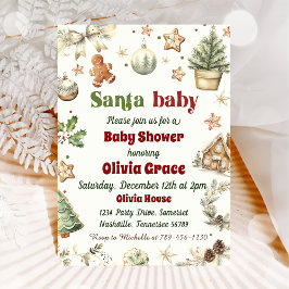 Santa Baby Cookies Kerst Baby shower Kaart