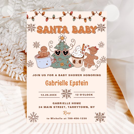 Santa Baby Cookies Kerst Baby shower Party Kaart