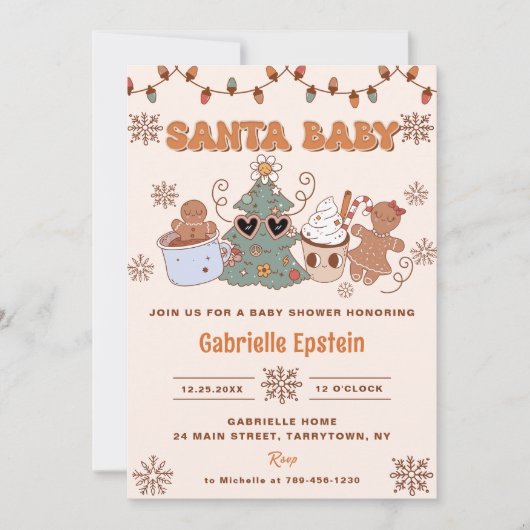Santa Baby Cookies Kerst Baby shower Party Kaart (Voorkant)