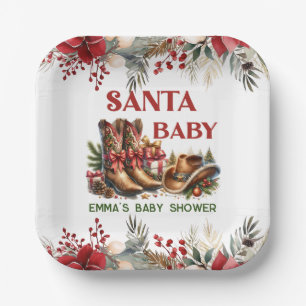 Santa Baby Cowboy Christmas Baby shower Papieren Bordje