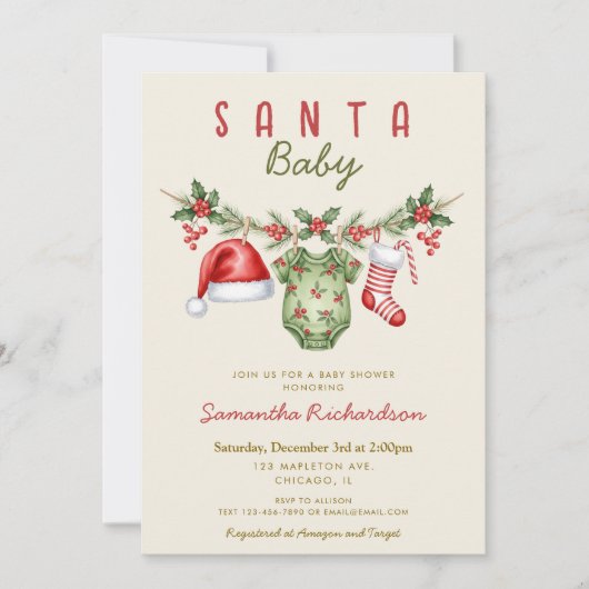 Santa Baby cute clothes Christmas baby shower Kaart (Voorkant)