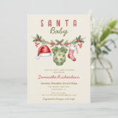 Santa Baby cute clothes Christmas baby shower Kaart (Staand voorkant)