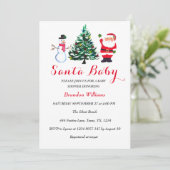 Santa Baby December Winter Rode Baby shower Kaart (Staand voorkant)
