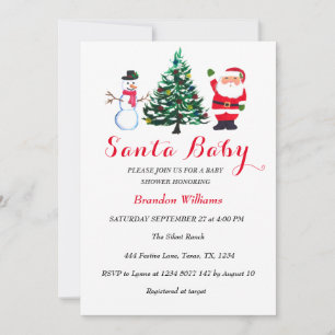Santa Baby December Winter Rode Baby shower Kaart