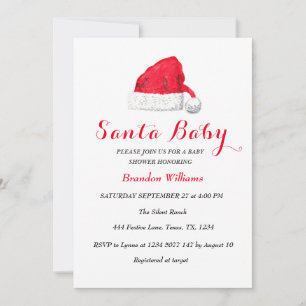 Santa Baby December Winter Rode Baby shower Kaart