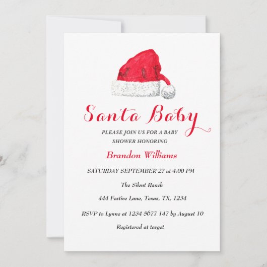 Santa Baby December Winter Rode Baby shower Kaart (Voorkant)