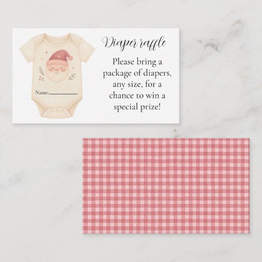 Santa Baby Diaper Raffle Card Informatiekaartje (Voorkant / Achterkant)