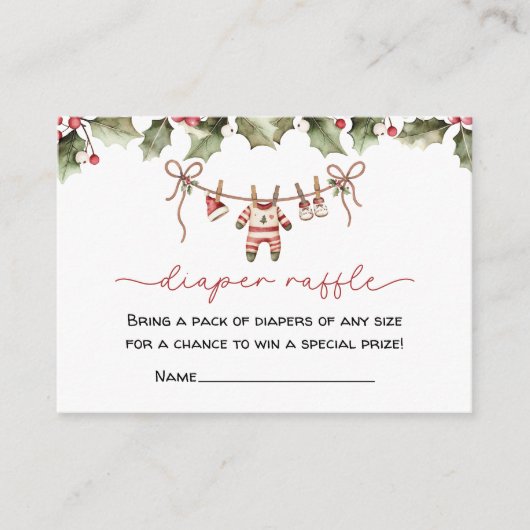 Santa Baby Diaper Raffle Christmas Baby Shower Informatiekaartje (Voorkant)