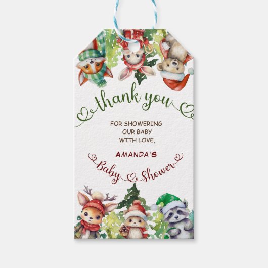 Santa Baby Dieren Kerst Baby Shower  Cadeaulabel (Voorkant)