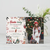 Santa Baby Disco Ball Christmas Baby shower Foto Kaart (Staand voorkant)