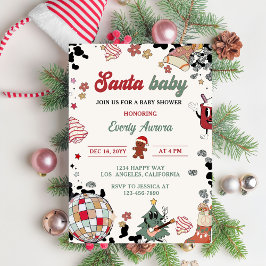 Santa Baby Disco Ball Kerst Baby shower Party Kaart