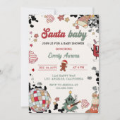 Santa Baby Disco Ball Kerst Baby shower Party Kaart (Voorkant)