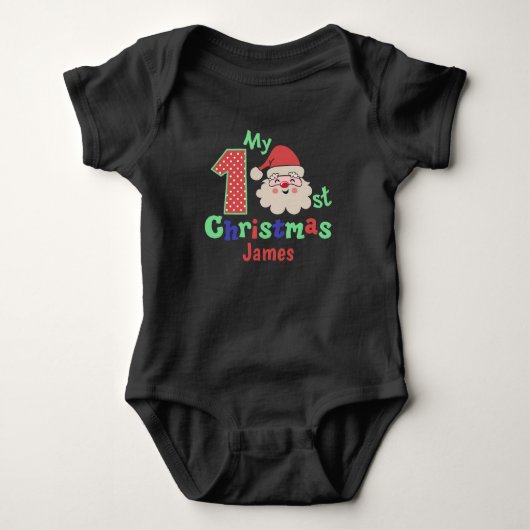 Santa Baby Eerste Kerstmis Persoonlijk Romper (Voorkant)