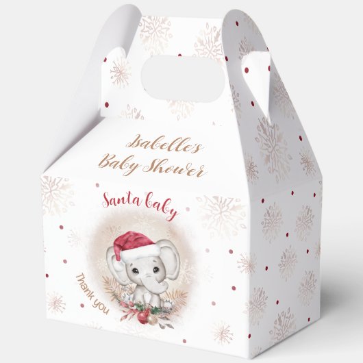 Santa Baby Elephant Christmas Baby shower Groot Bedankdoosjes (Achterkant)
