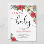 Santa baby florale kerstgroen baby shower kaart (Voorkant)