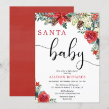 Santa baby florale kerstgroen baby shower