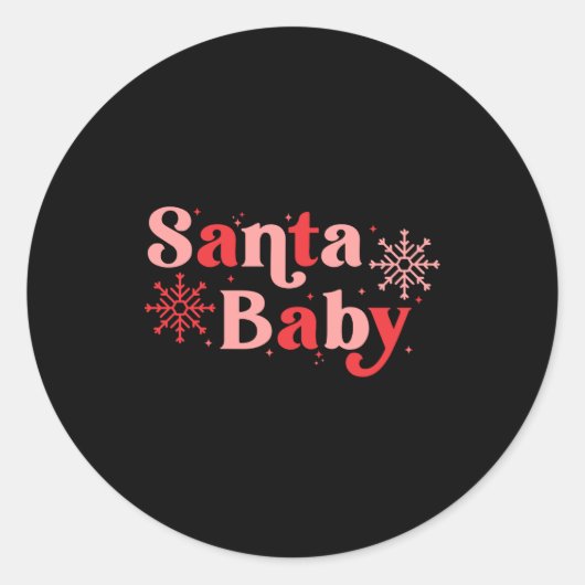 Santa Baby Fun Holiday Tygraphy Design  Ronde Sticker (Voorkant)