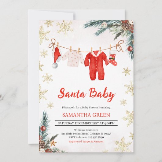Santa Baby Genderneutraal Baby shower Kaart (Voorkant)